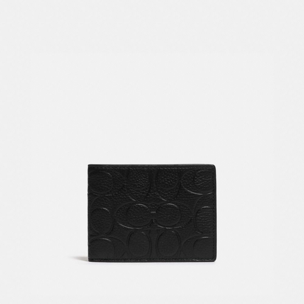 Carteiras Coach Slim Billfold Wallet In Signature Leather Masculino Pretas | UENKJPM-90