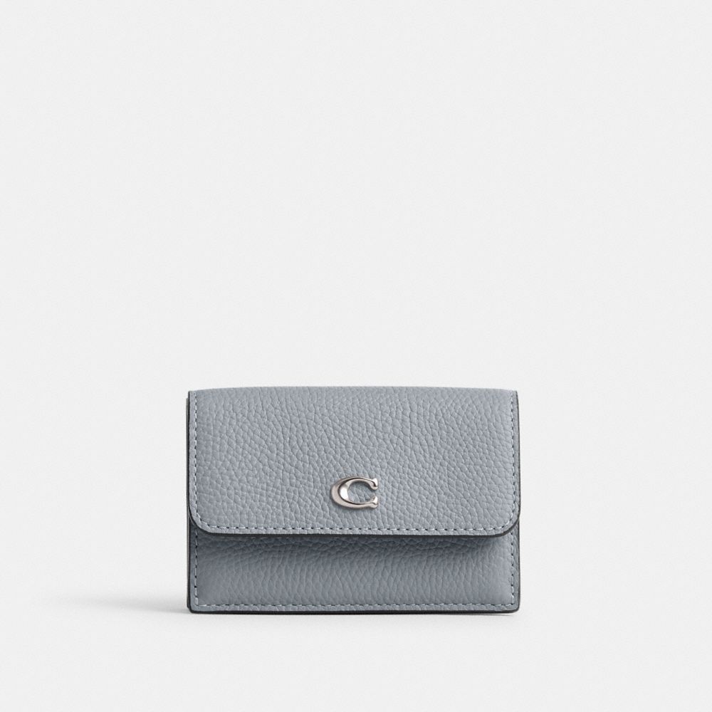 Carteiras Pequenas Coach Essential Mini Trifold Wallet Feminino Prateadas Cinzentas Azuis | ZCKPDOM-61