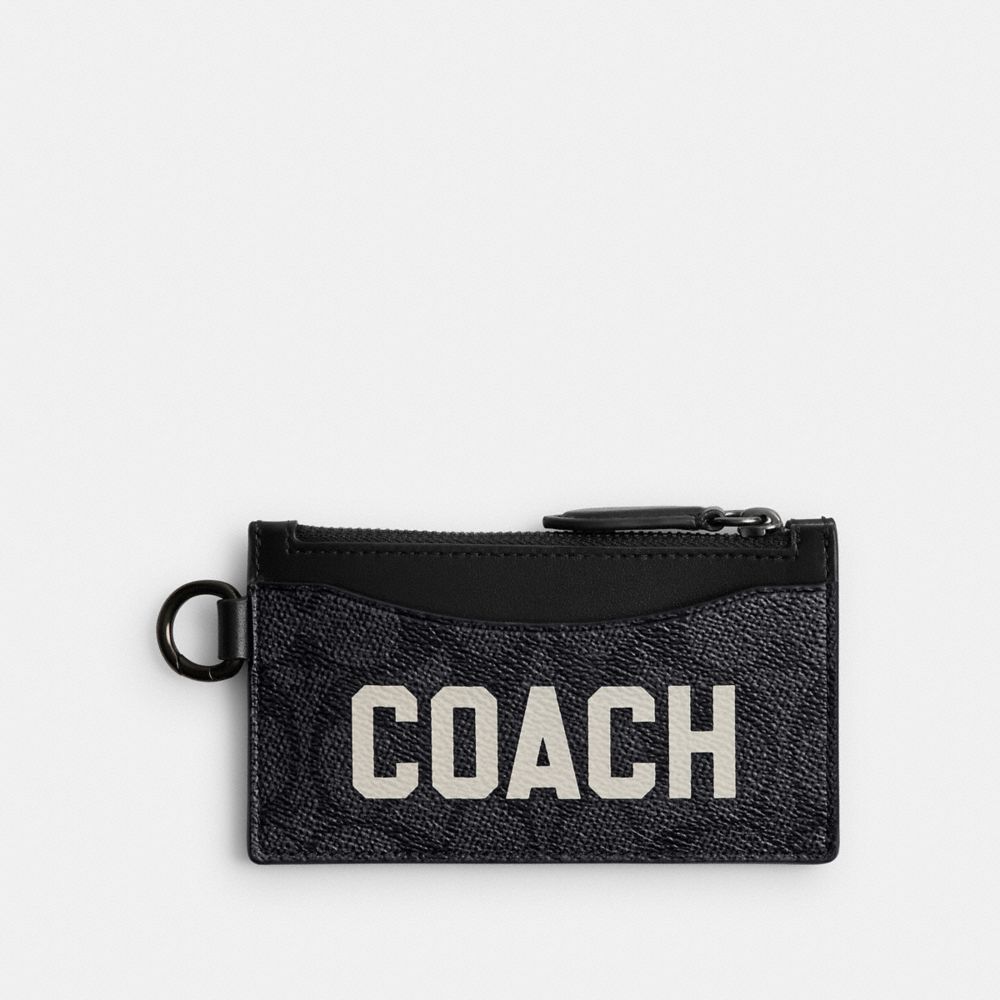Estojo De Cartão Coach Zip Card Case In Signature Canvas With Graphic Masculino Cinzentas Multicoloridas | HFRIPYT-46