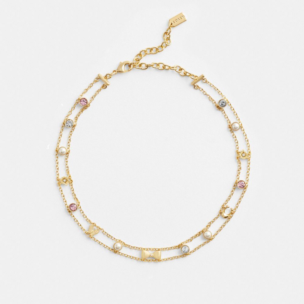 Jóias Coach Garden Charms Choker Necklace Feminino Douradas Multicoloridas | BXPIQJK-07