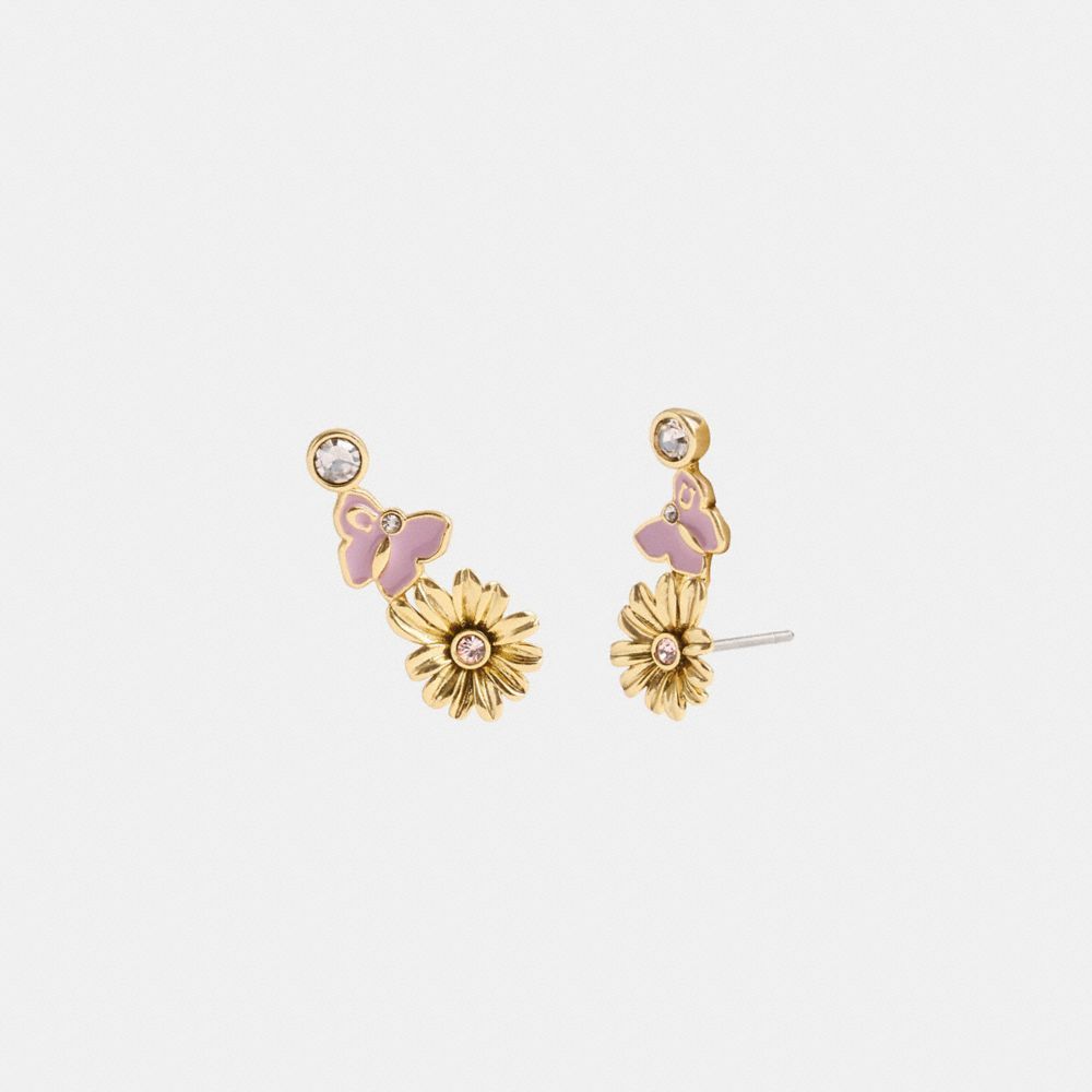 Jóias Coach Garden Charms Stud Earrings Feminino Douradas Multicoloridas | XULDQBW-52