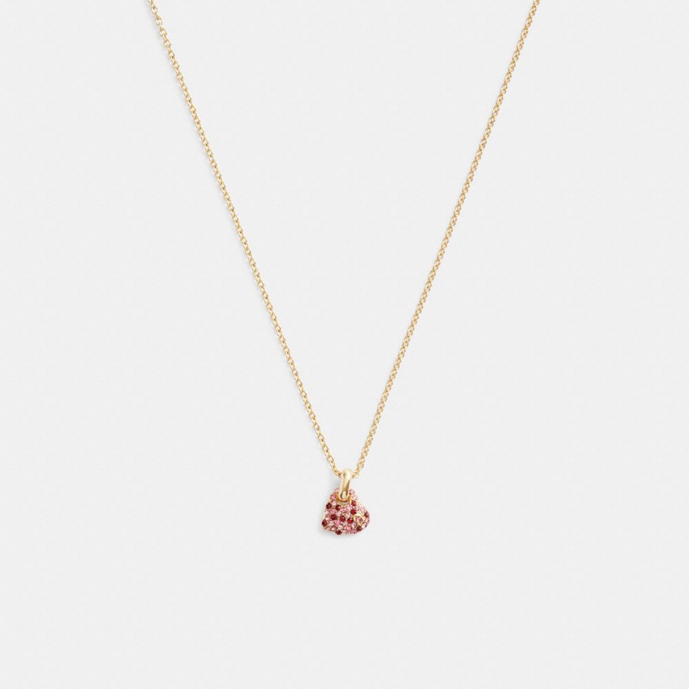 Jóias Coach Pave Heart Pendant Necklace Feminino Douradas Rosa Multicoloridas | DMLGKXR-56