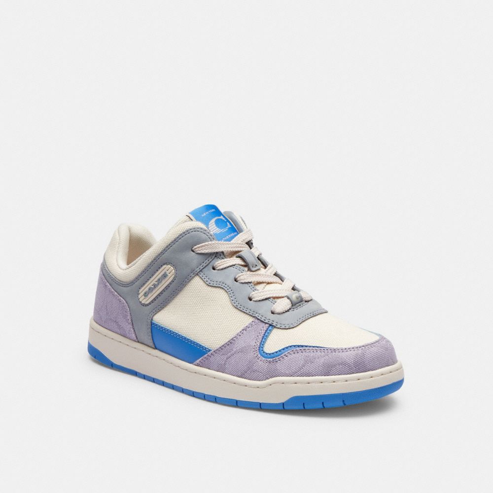 Sapatilhas Coach C201 Low Top Sneaker In Signature Canvas Feminino Roxo | NXFBJLR-16