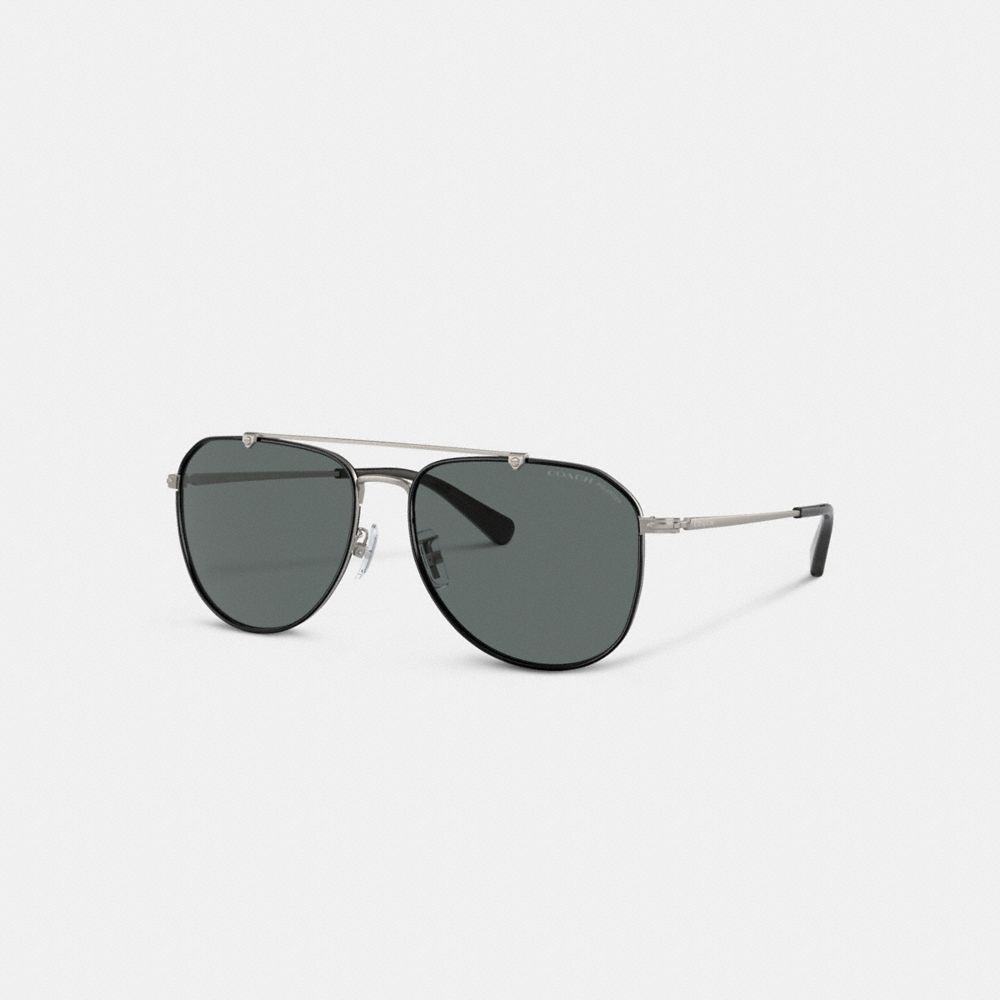 Óculos de Sol Coach Metal Windsor Pilot Sunglasses Masculino Pretas Cinzentas | GHTKECP-90
